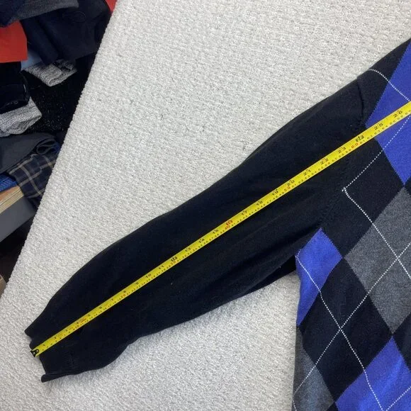 VTG Tommy Hilfiger Argyle Sweater Mens Purple / Black Diamond Dark Academia Read - Picture 9 of 11